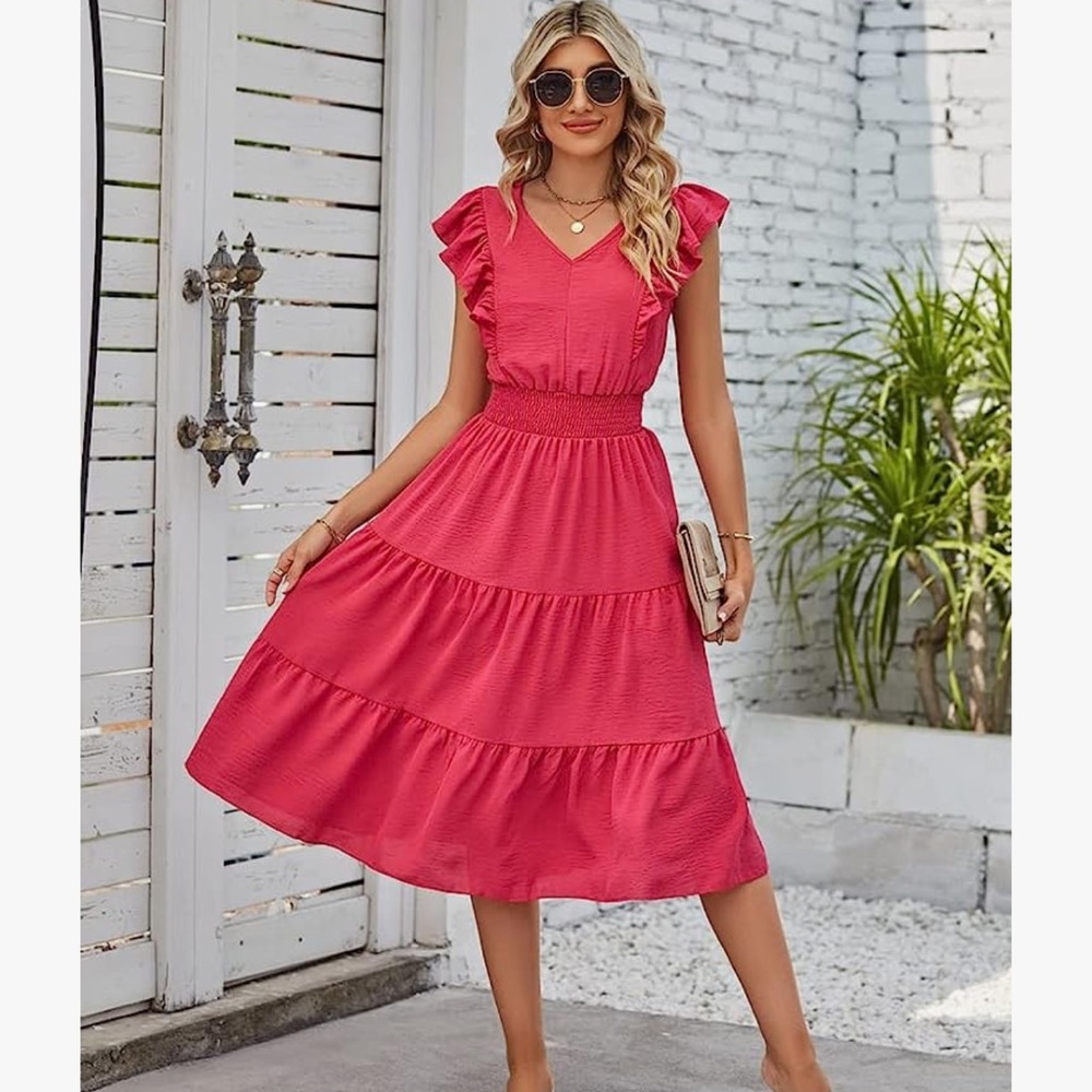 Pink tiered maxi dress NWT